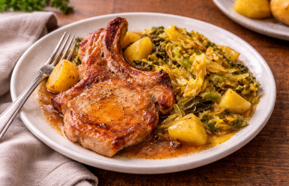 Côtes de porc fondantes au chou et pommes de terre au Cookeo