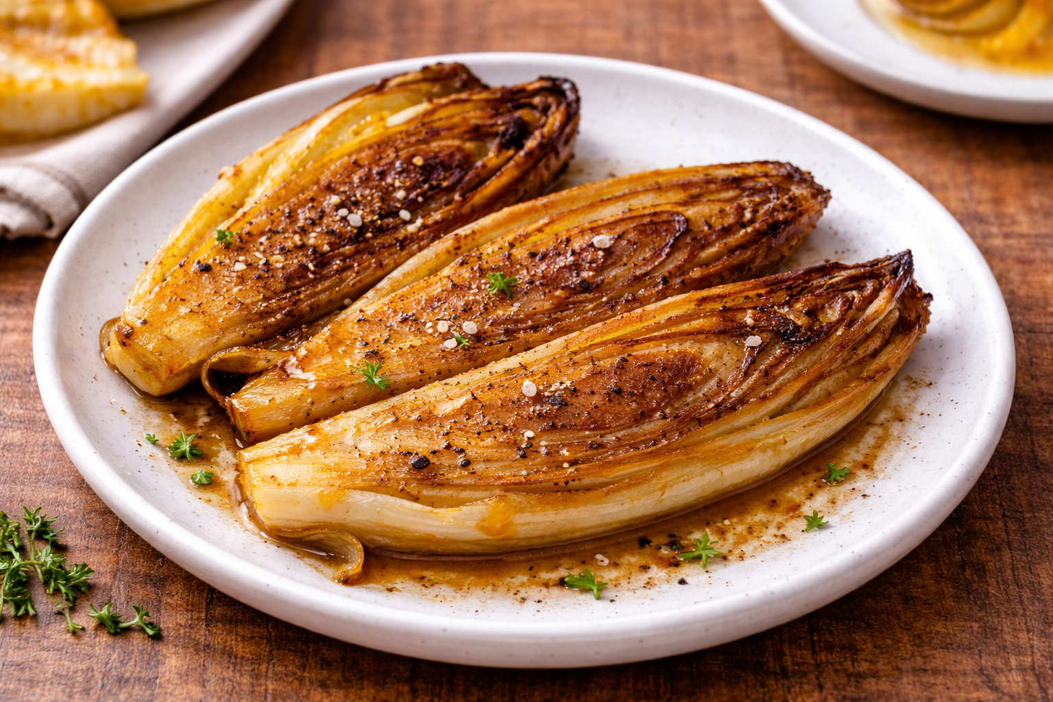 Endives braisées au beurre et miel