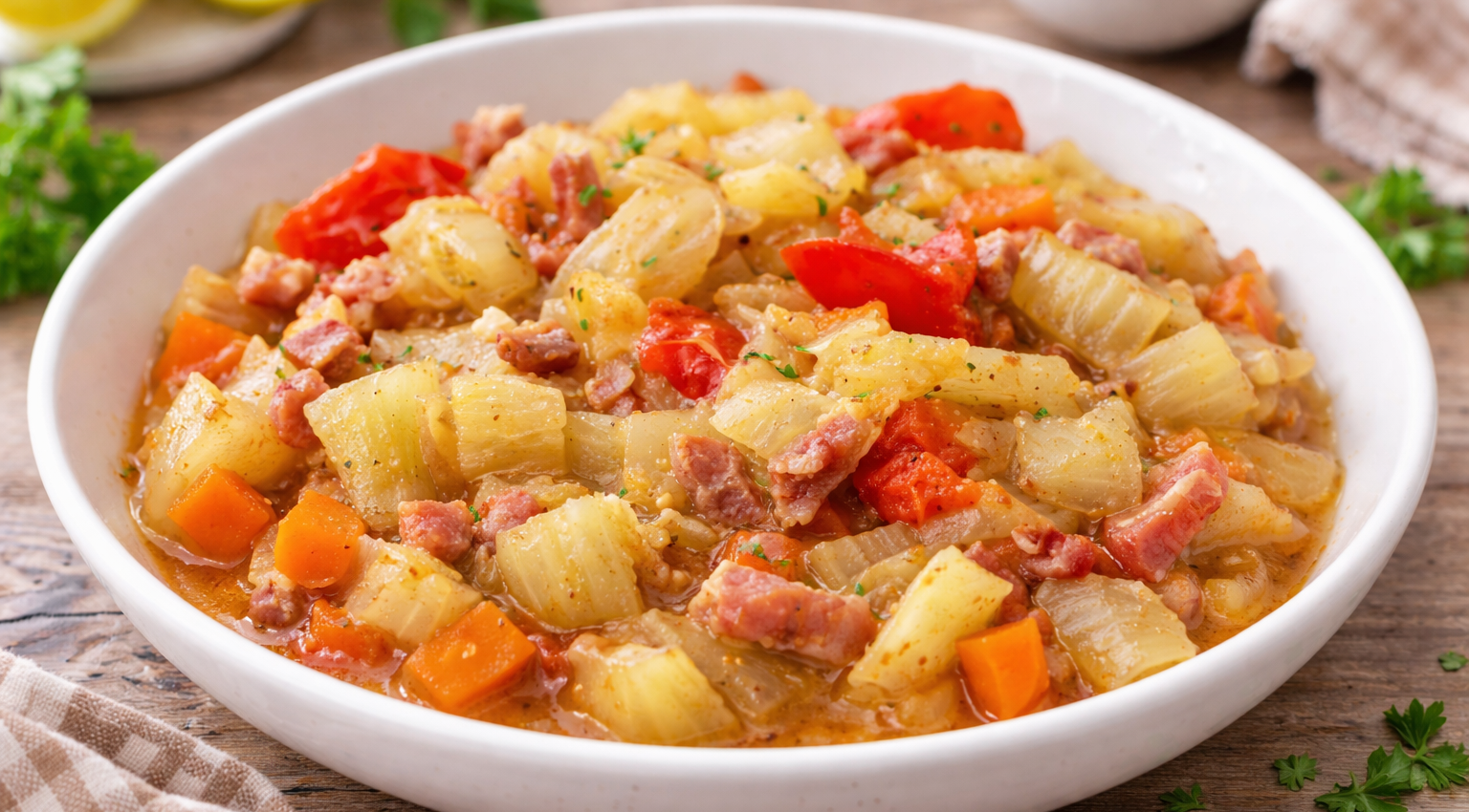 Fenouil fondant aux carottes et lardons au Cookeo