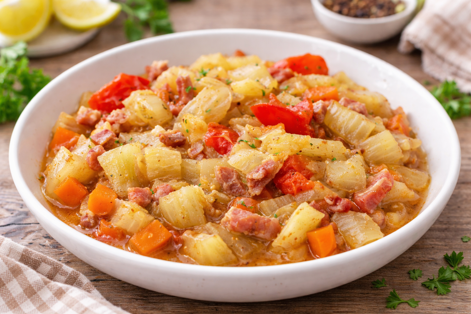 Fenouil fondant aux carottes et lardons au Cookeo