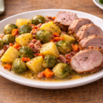 Filet mignon fondant aux choux de Bruxelles et lardons à l'autocuiseur Moulinex