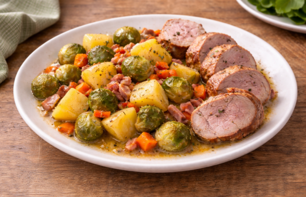 Filet mignon fondant aux choux de Bruxelles et lardons au Cookeo