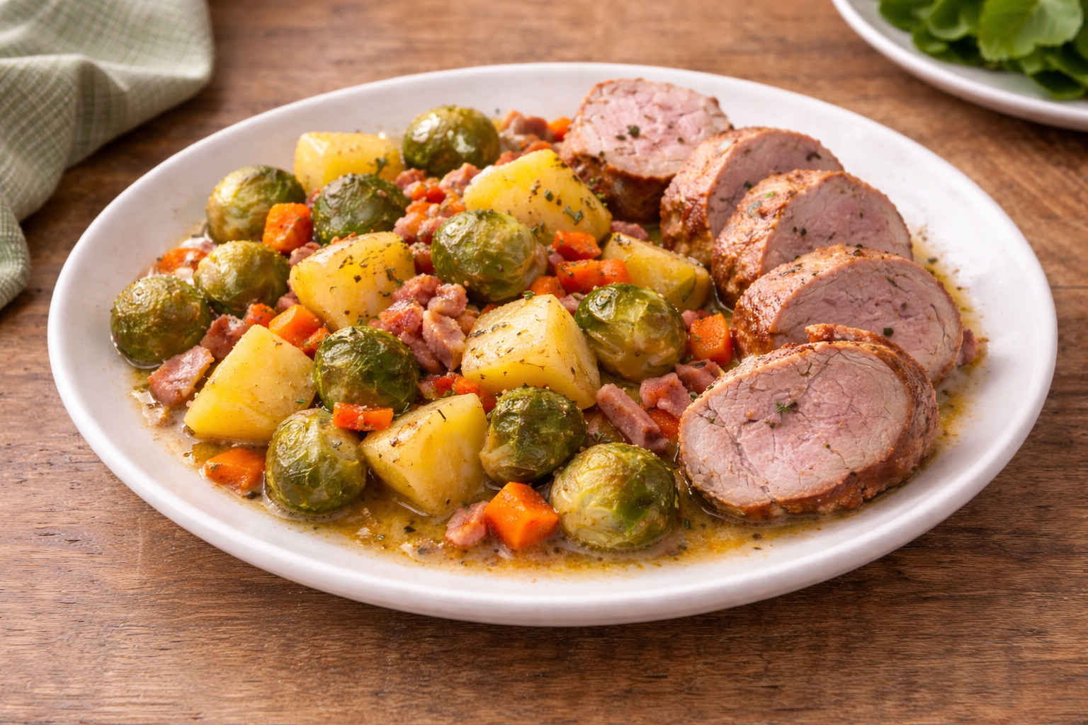 Filet mignon fondant aux choux de Bruxelles et lardons au Cookeo