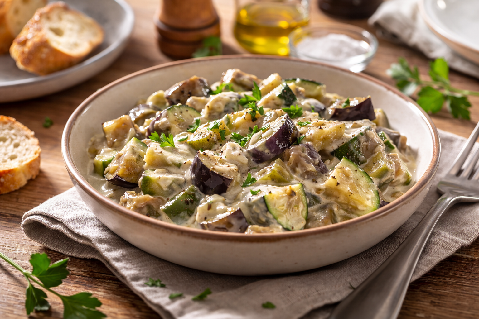 Légumes fondants aubergines-courgettes au Boursin au cookeo