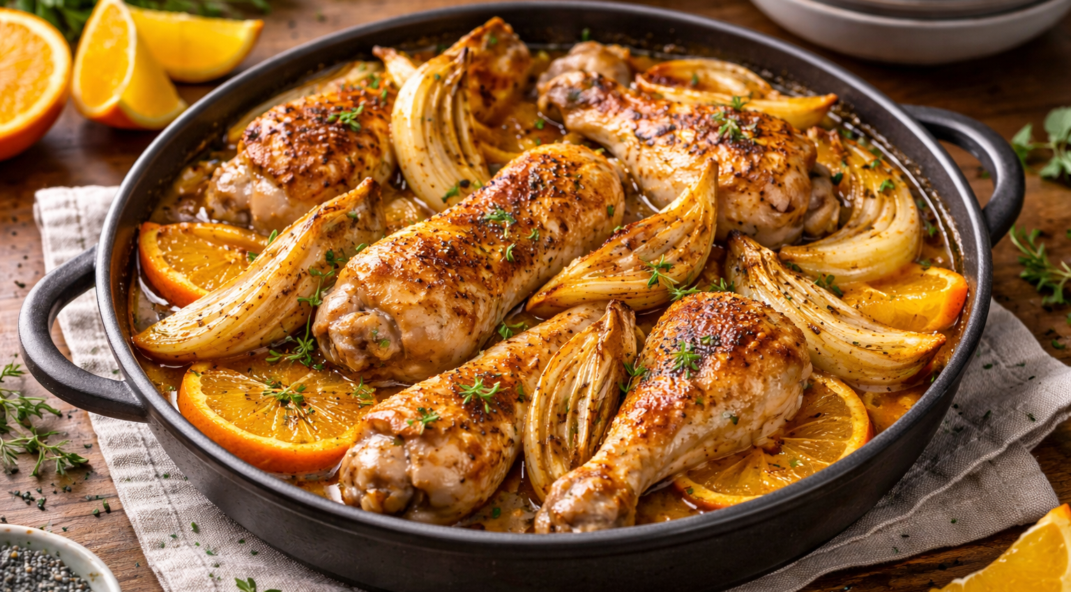 Pilons de poulet aux agrumes et fenouil fondant au Cookeo
