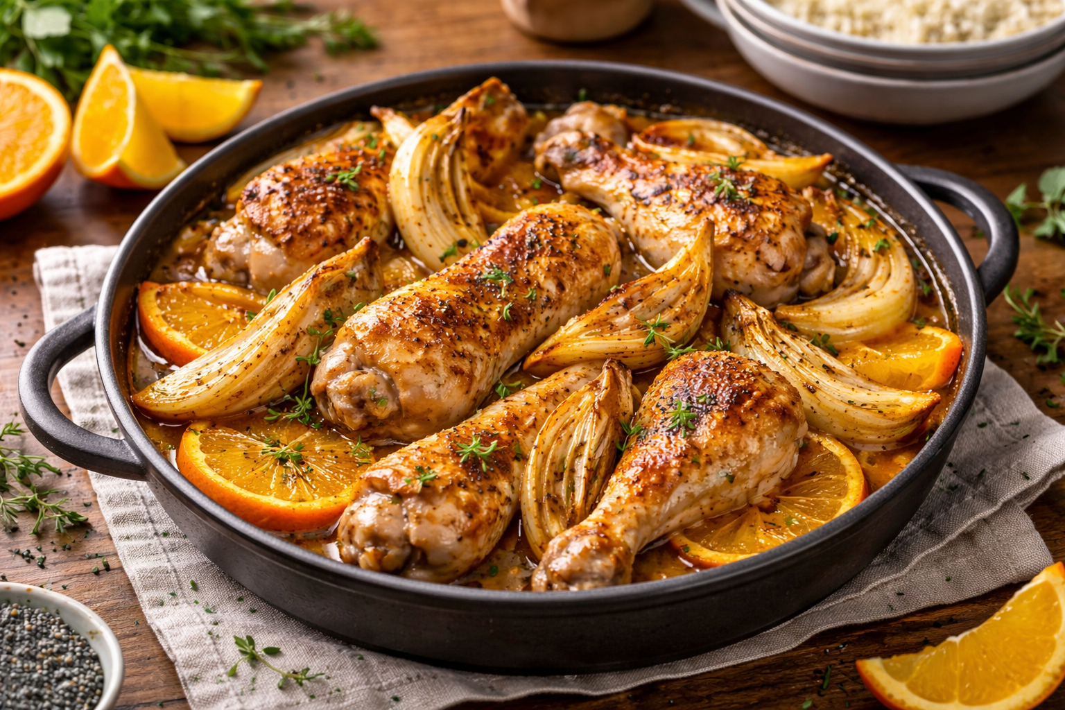 Pilons de poulet aux agrumes et fenouil fondant au Cookeo
