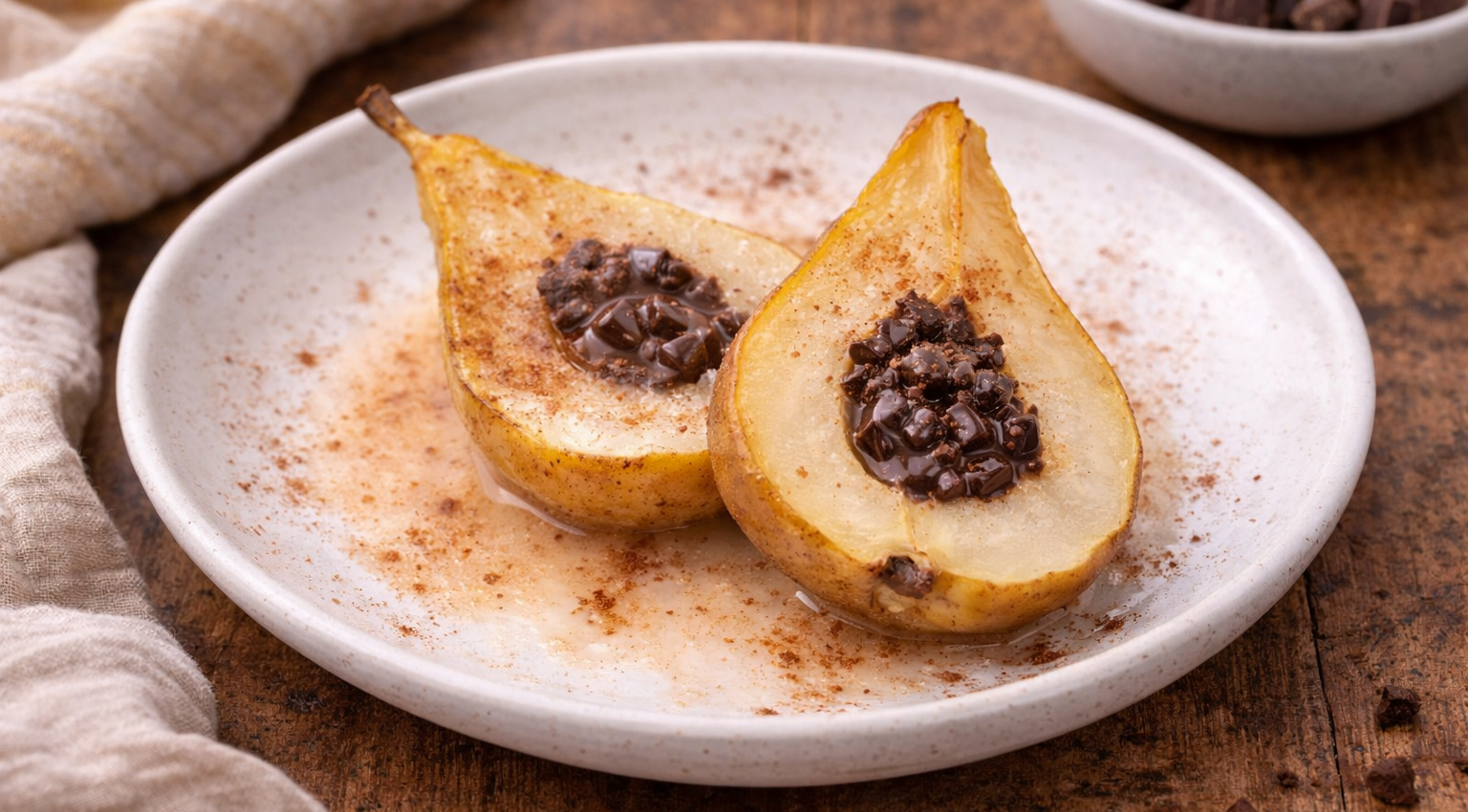 Poires vapeur au chocolat fondant au Cookeo
