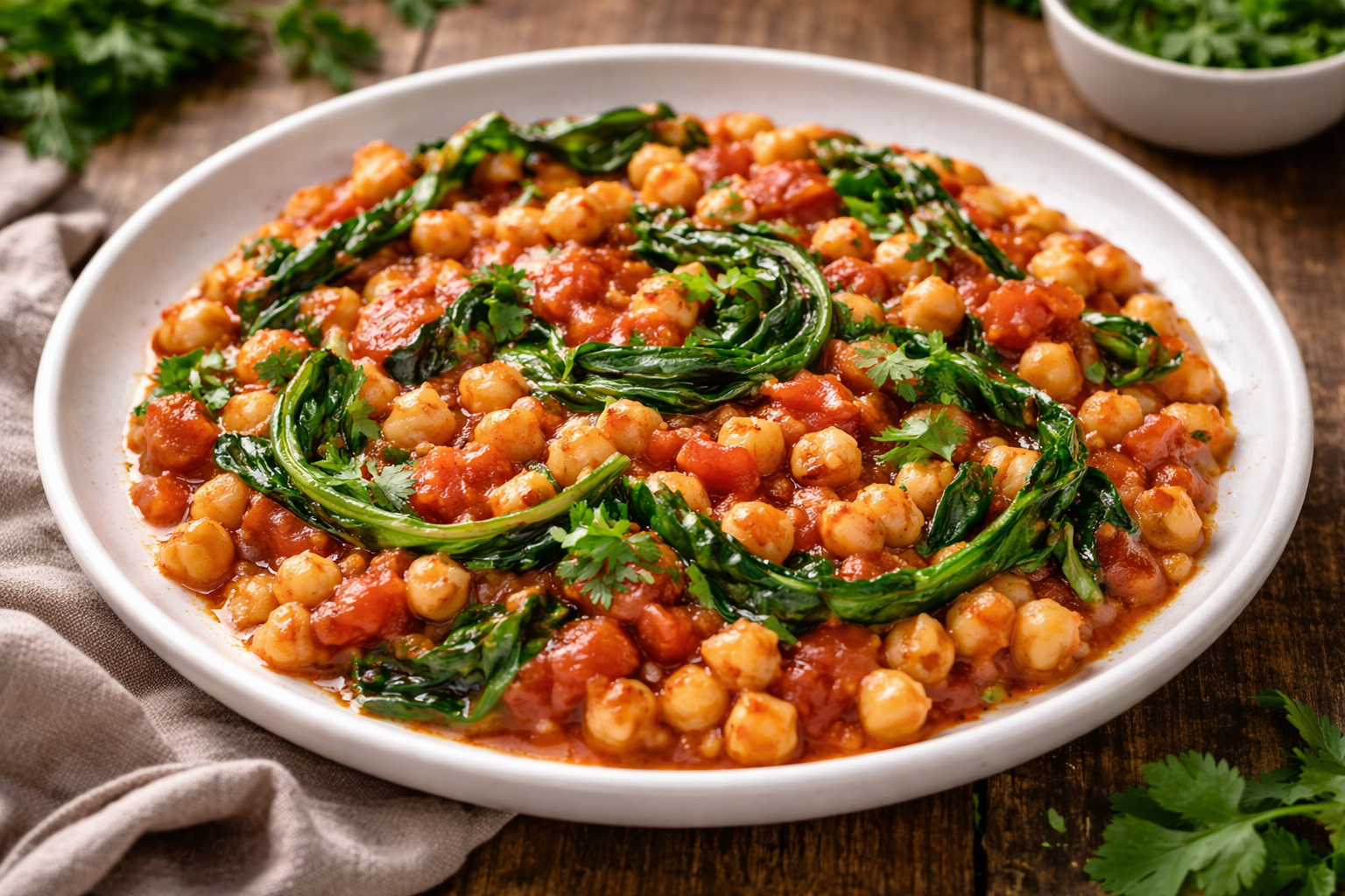Pois chiches fondants à la tomate & épinards au Cookeo