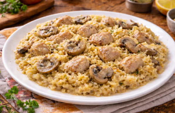 Porc colombo crémeux aux champignons et riz au Cookeo