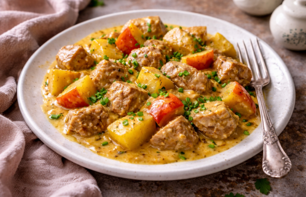 Porc fondant au coco et pommes parfumées