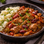 Porc mijoté aux épices et trois haricots à l'autocuiseur cookéo