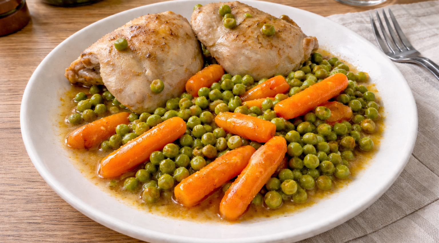 Poulet carottes et petits pois au vin blanc au cookeo