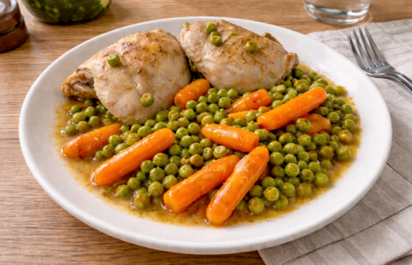 Poulet carottes et petits pois au vin blanc au cookeo