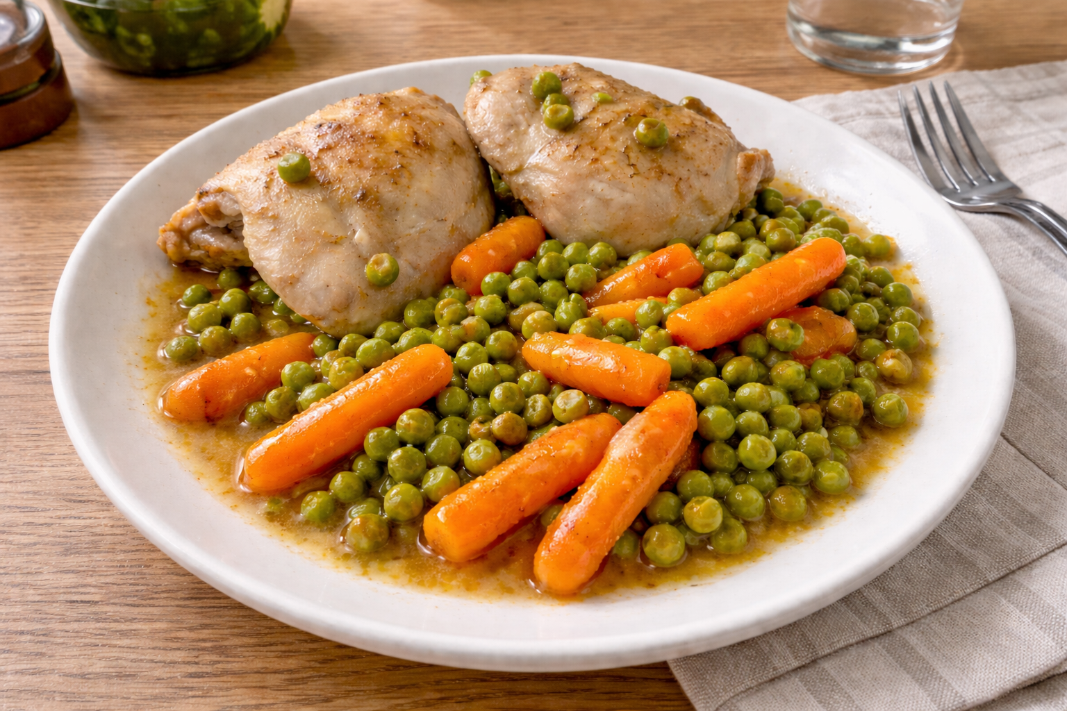 Poulet carottes et petits pois au vin blanc au cookeo