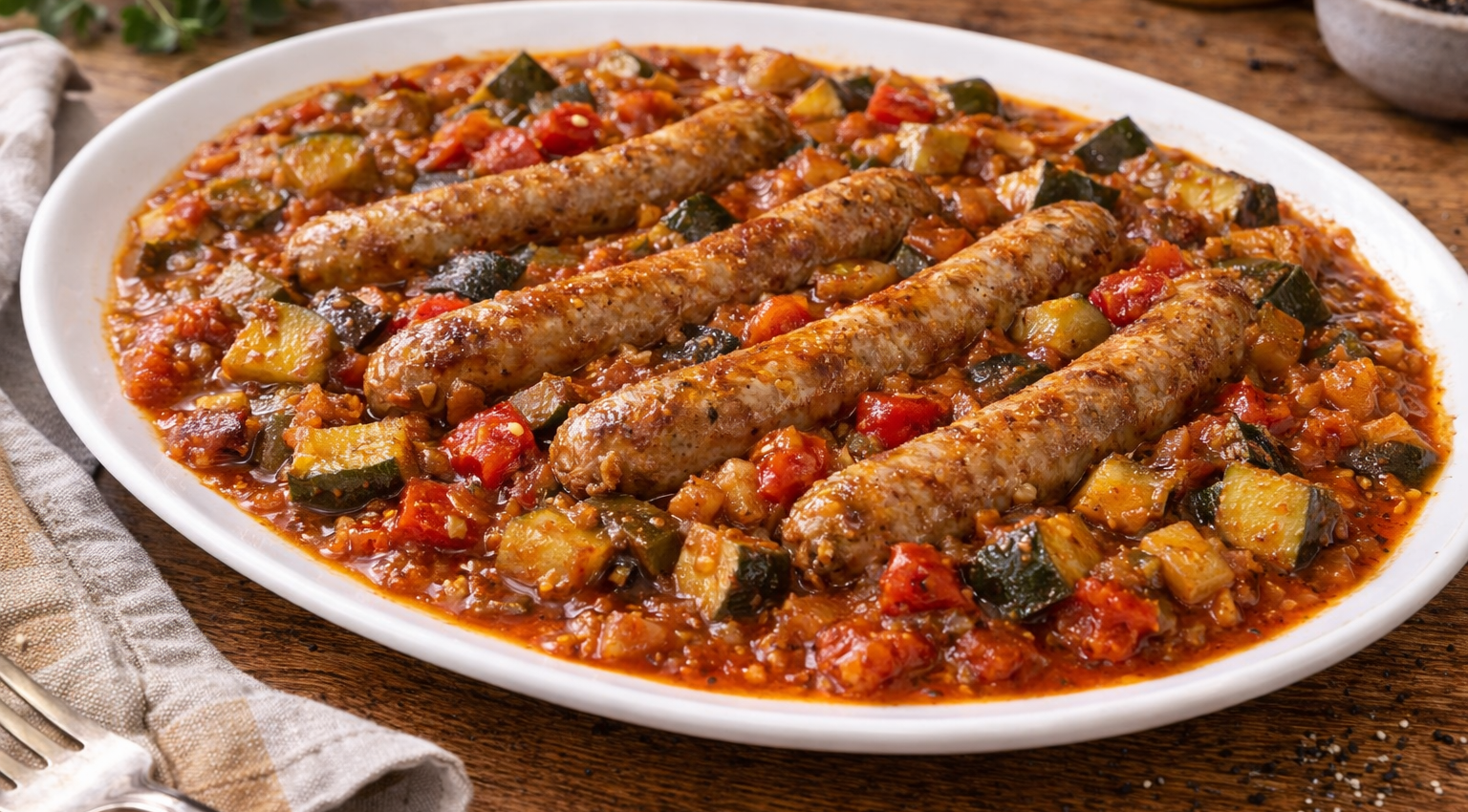 Poulet & chipolatas express à la ratatouille en conserve au Cookeo