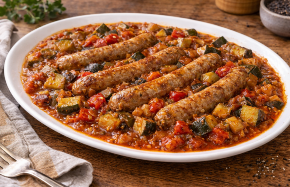 Poulet & chipolatas express à la ratatouille en conserve au Cookeo