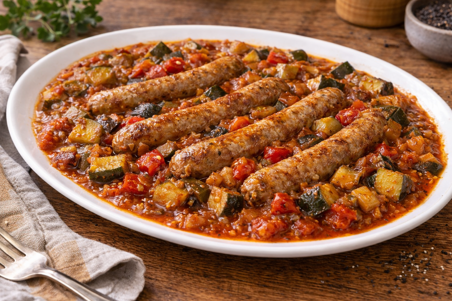 Poulet & chipolatas express à la ratatouille en conserve au Cookeo