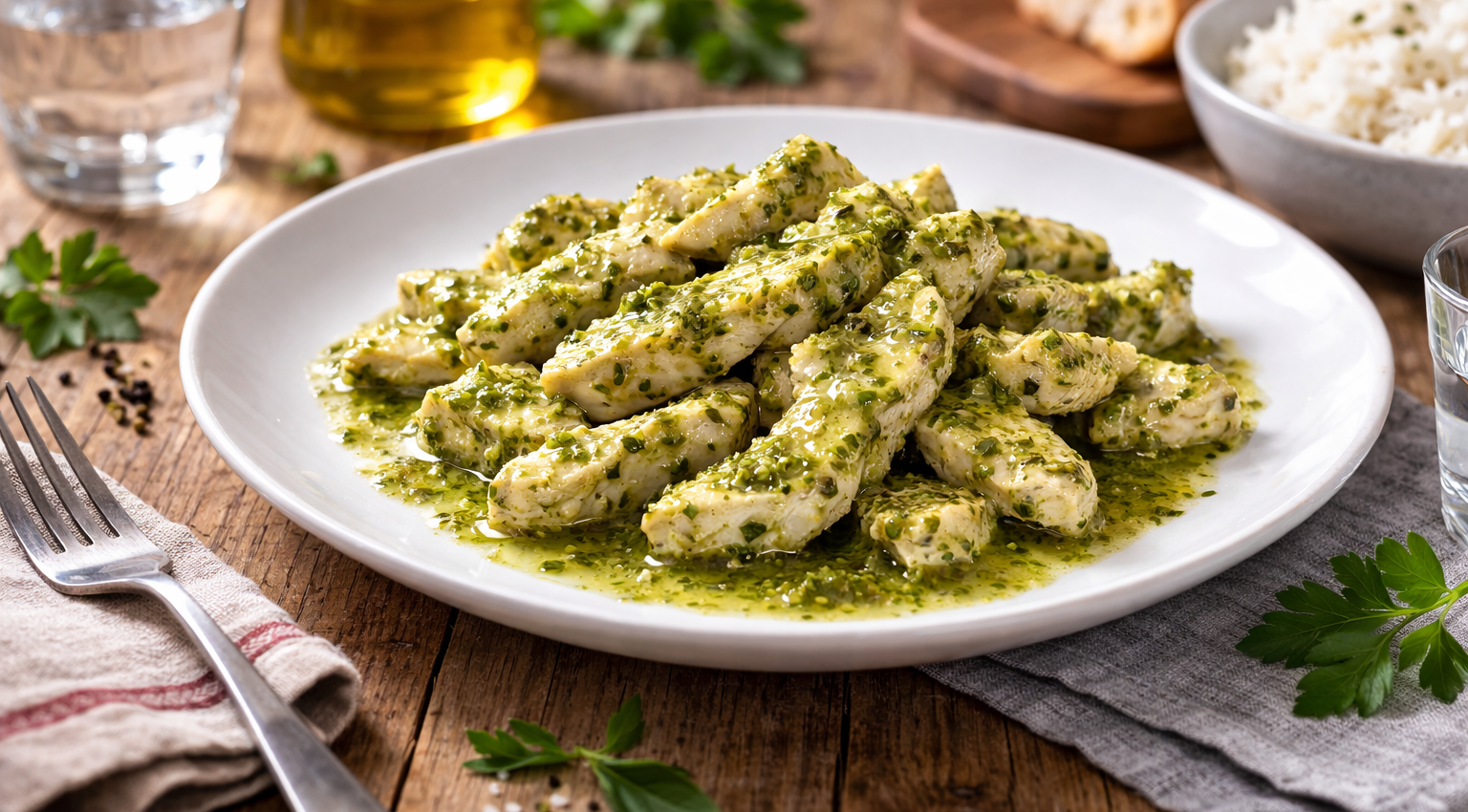 Poulet minute à la salsa verde