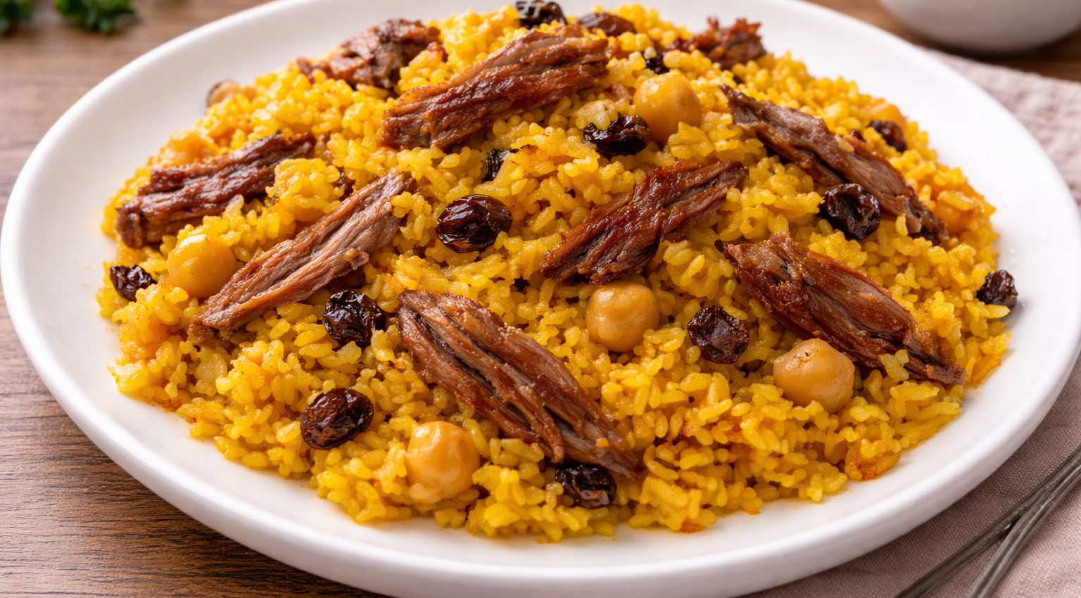 Riz au confit de canard, pois chiches et raisins au cookeo