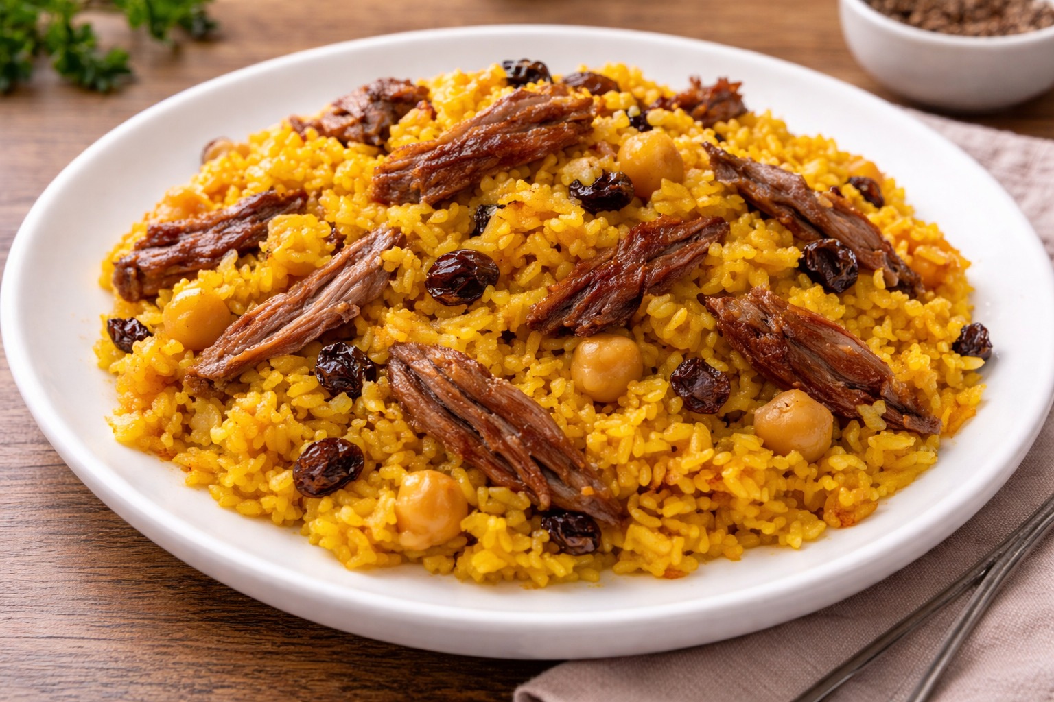 Riz au confit de canard, pois chiches et raisins au cookeo