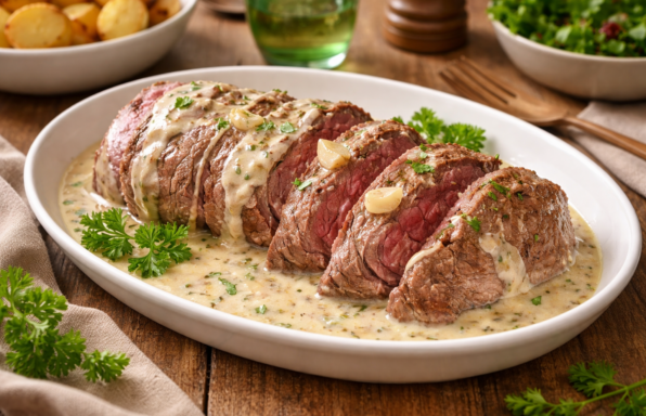 Rôti de bœuf au Cookeo, sauce ail & fines herbes ultra crémeuse