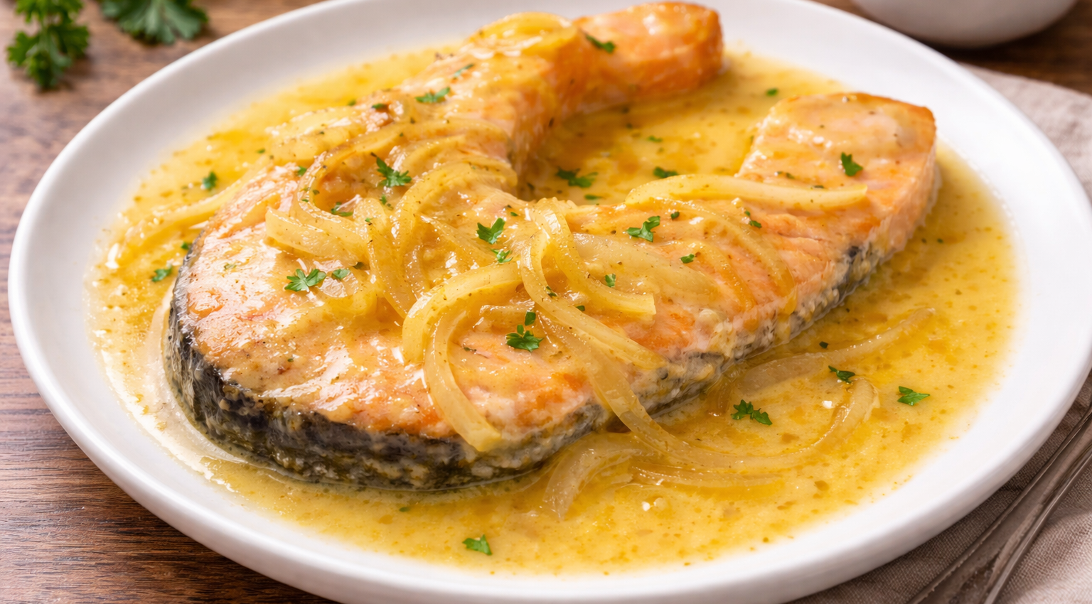 Saumon fondant à la moutarde et crème au cookeo