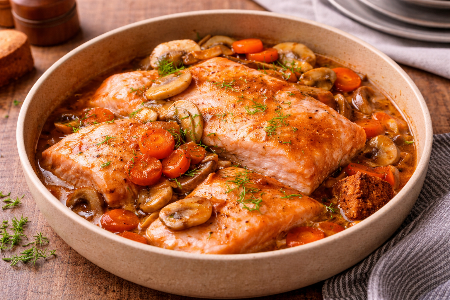 Saumon mijoté à la bière et pain d’épices au Cookeo