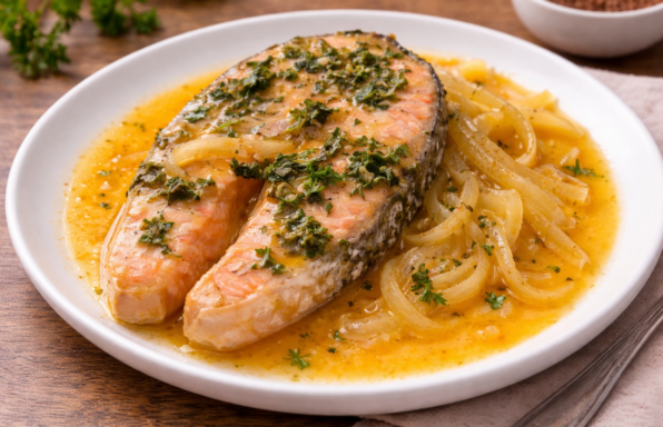 Saumon à l’orange et oignons fondants au cookeo