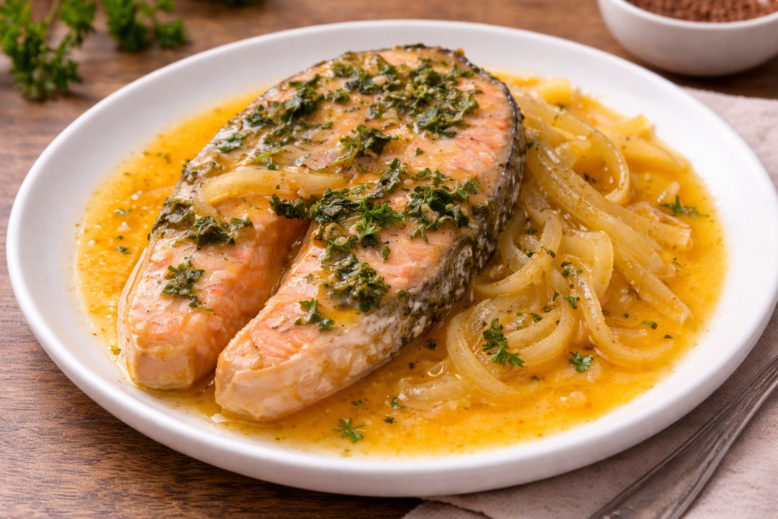 Saumon à l’orange et oignons fondants au cookeo