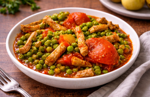 Sauté de porc aux petits pois et tomates au Cookeo