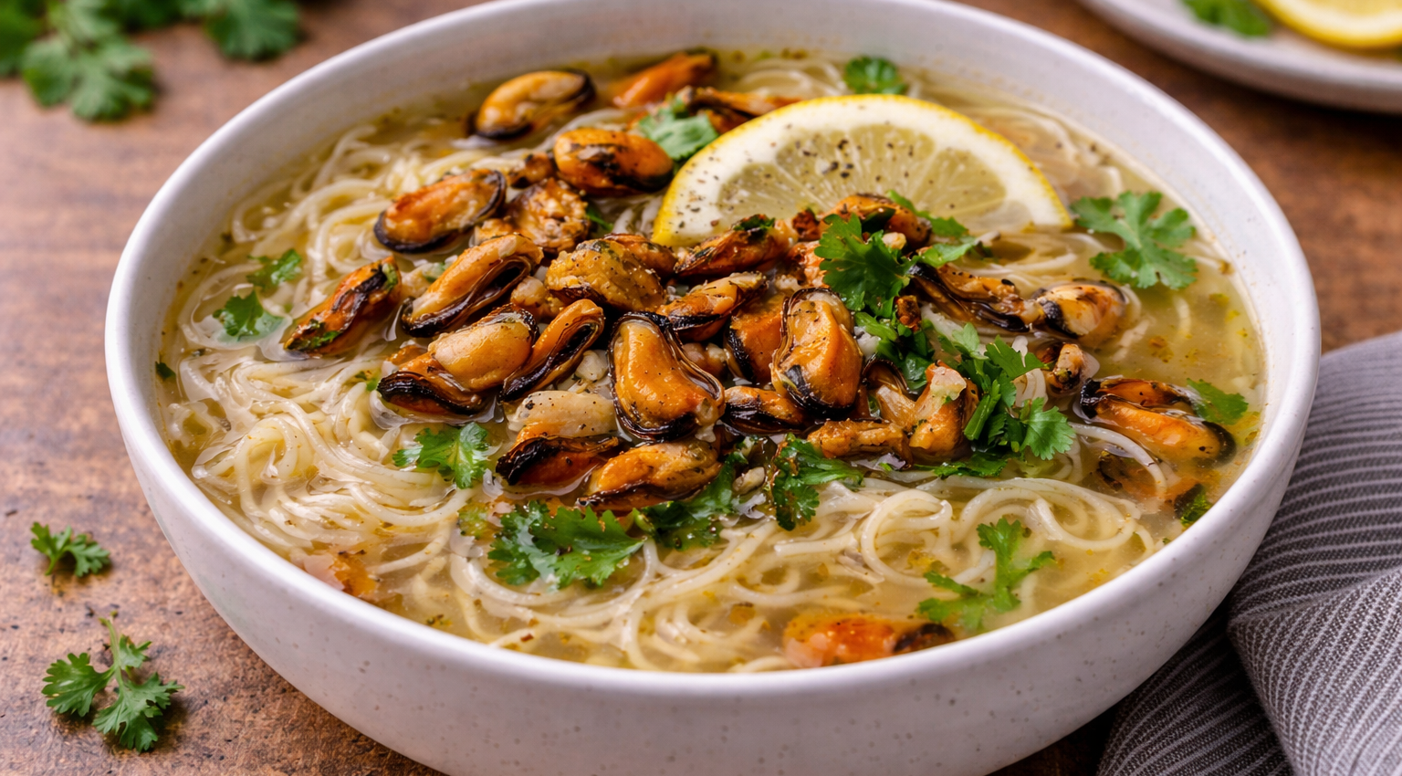 Soupe express de nouilles aux moules au Cookeo