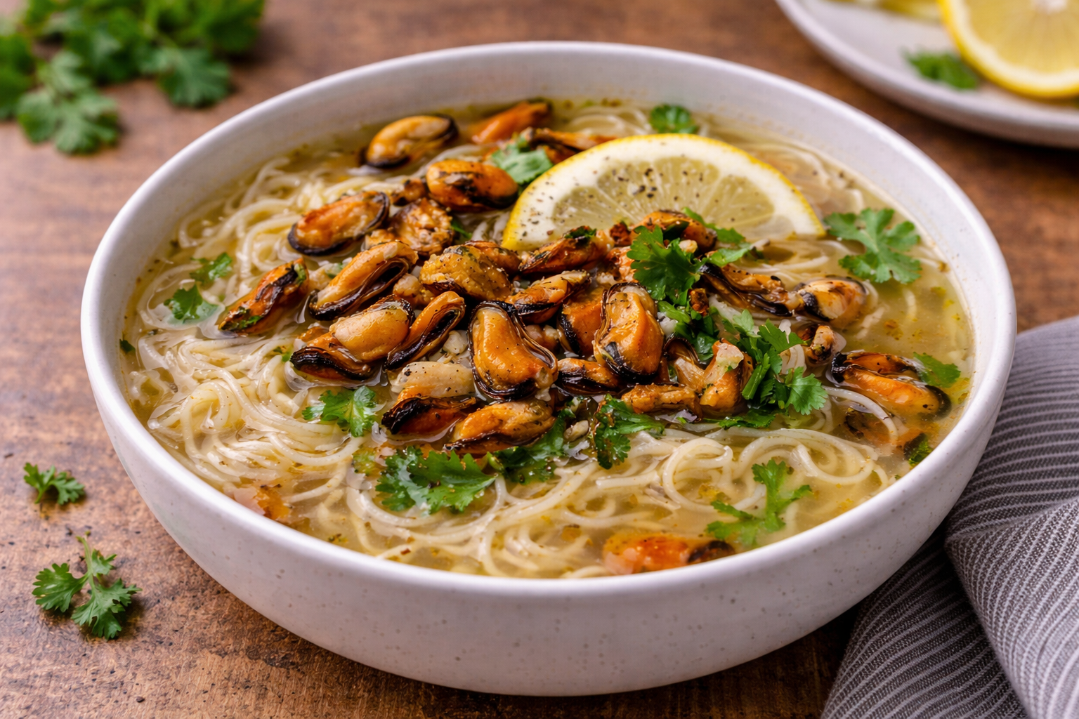 Soupe express de nouilles aux moules au Cookeo