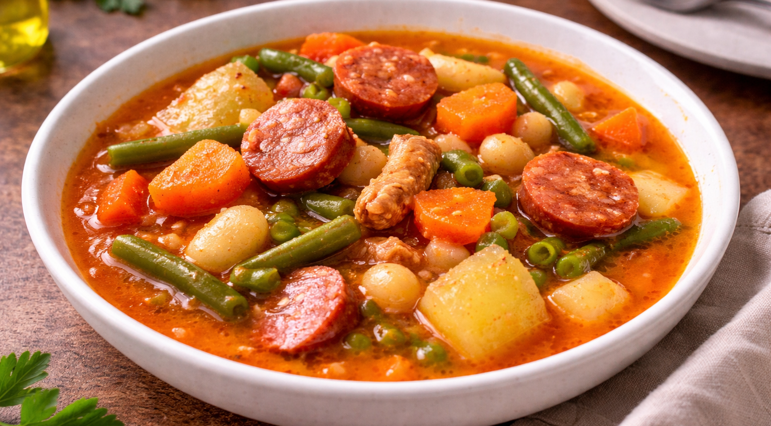 Soupe rustique aux légumes et chorizo au Cookeo