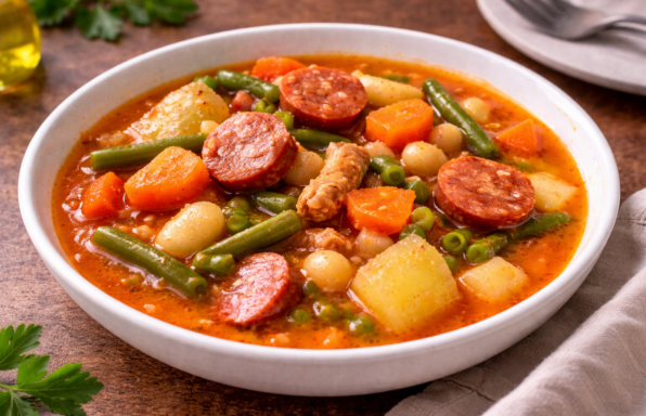 Soupe rustique aux légumes et chorizo au Cookeo