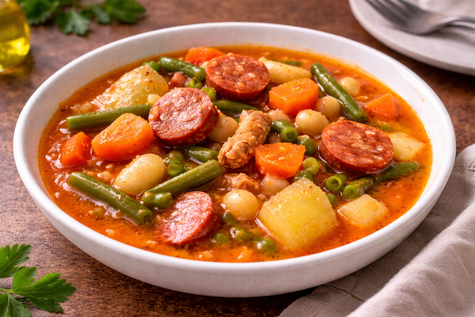 Soupe rustique aux légumes et chorizo au Cookeo