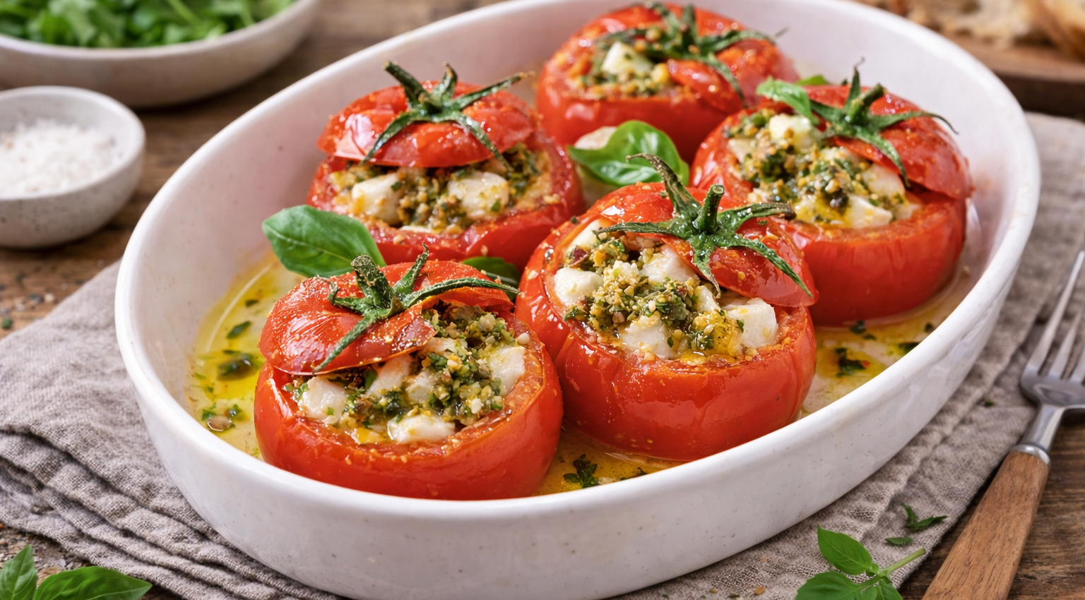Tomates farcies mozzarella-pesto express au Cookeo