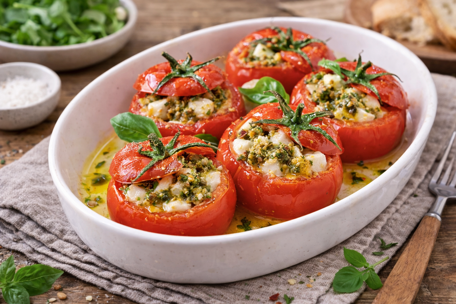 Tomates farcies mozzarella-pesto express au Cookeo