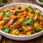 Biryani d’agneau parfumé aux légumes au cookéo
