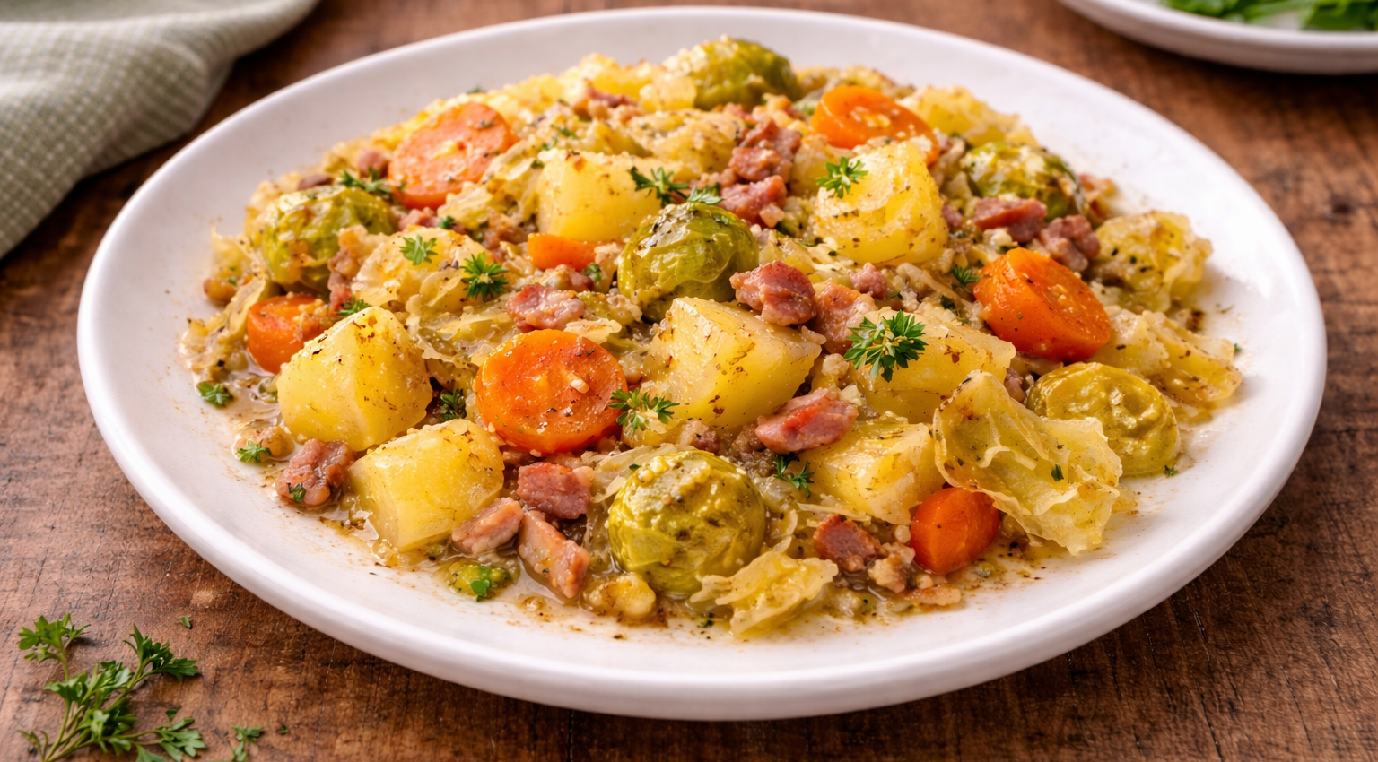 Chou paysan mijoté au vin blanc et lardons au Cookeo