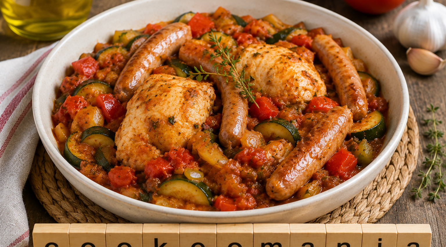 Poulet & chipolatas express à la ratatouille en conserve