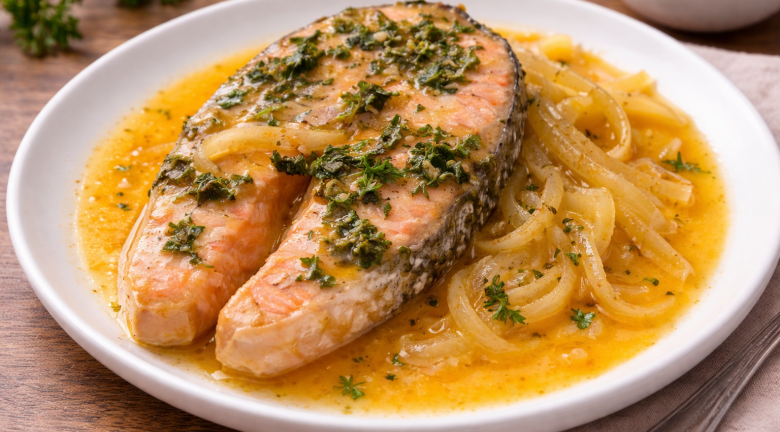 Saumon à l’orange et oignons fondants au cookeo