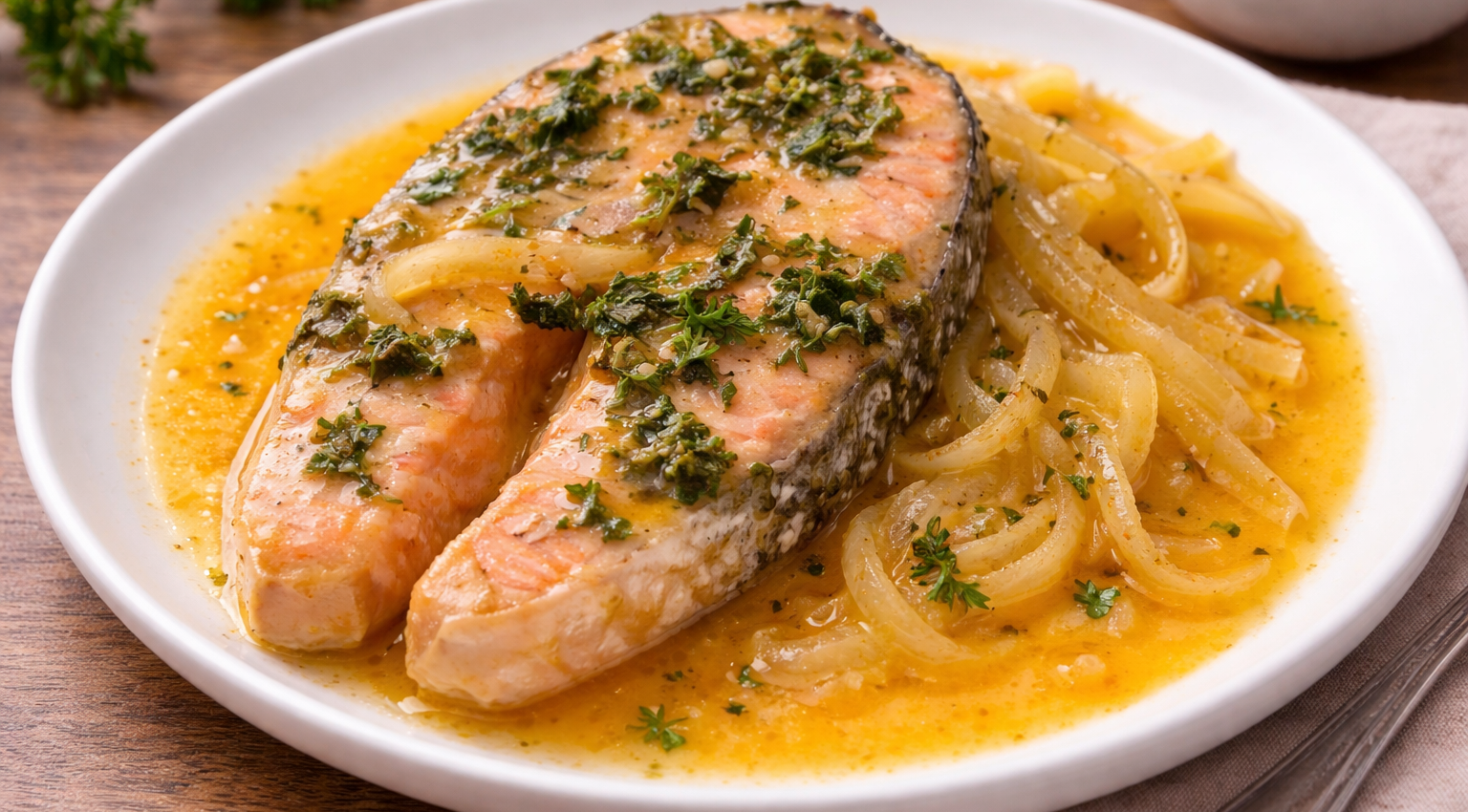 Saumon à l’orange et oignons fondants au cookeo