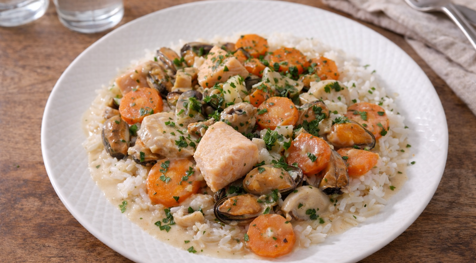 Blanquette express de saumon et moules au Cookeo