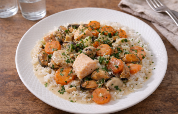 Blanquette express de saumon et moules au Cookeo