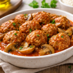 Boulettes express, sauce tomate et champignons au multicuiseur Moulinex