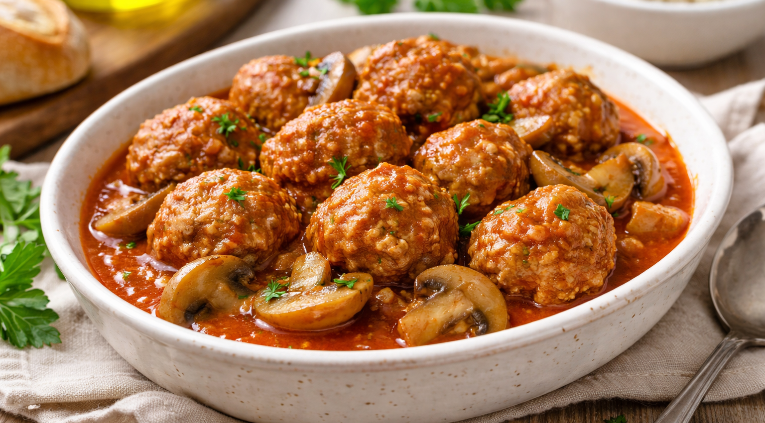 Boulettes express au Cookeo, sauce tomate et champignons