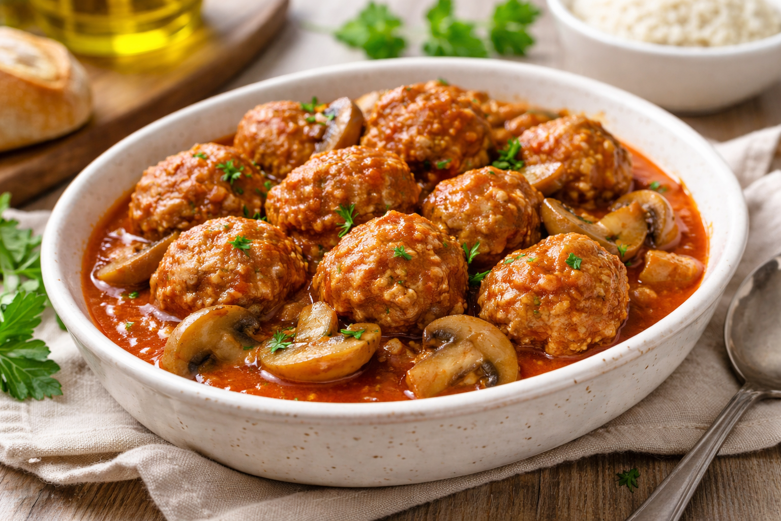 Boulettes express au Cookeo, sauce tomate et champignons