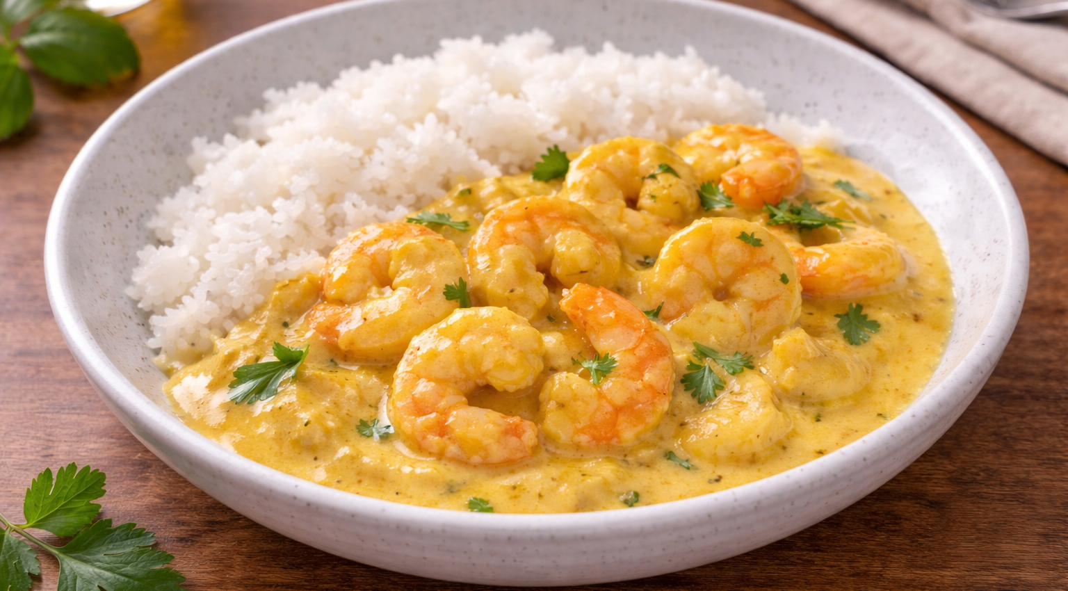 Gambas crémeuses au curry et coco au Cookeo