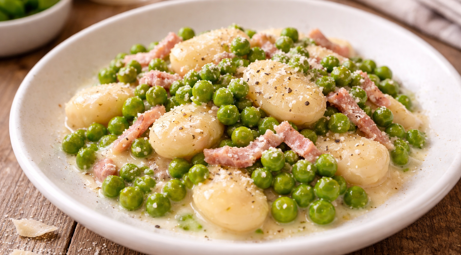 Gnocchis crémeux aux petits pois et bacon au Cookeo