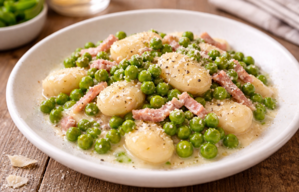 Gnocchis crémeux aux petits pois et bacon au Cookeo